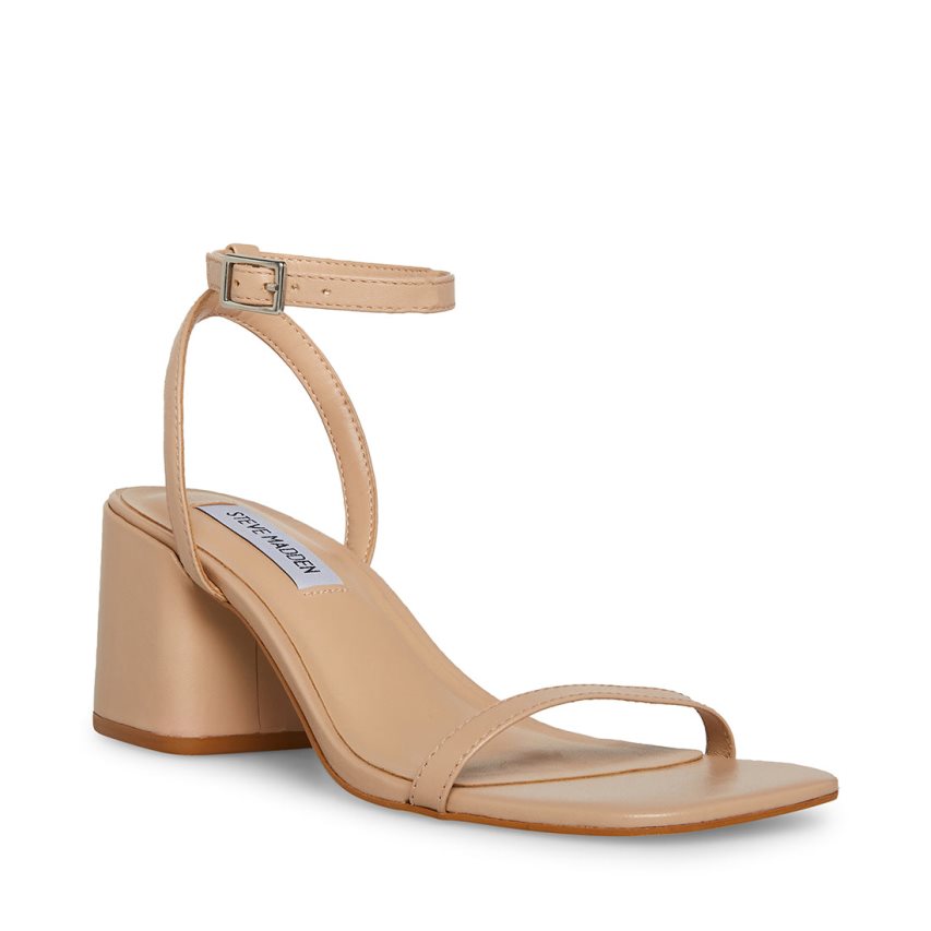 Sandalias Tacones Steve Madden Audrina Natural Cuero Mujer Beige | ES CU130E